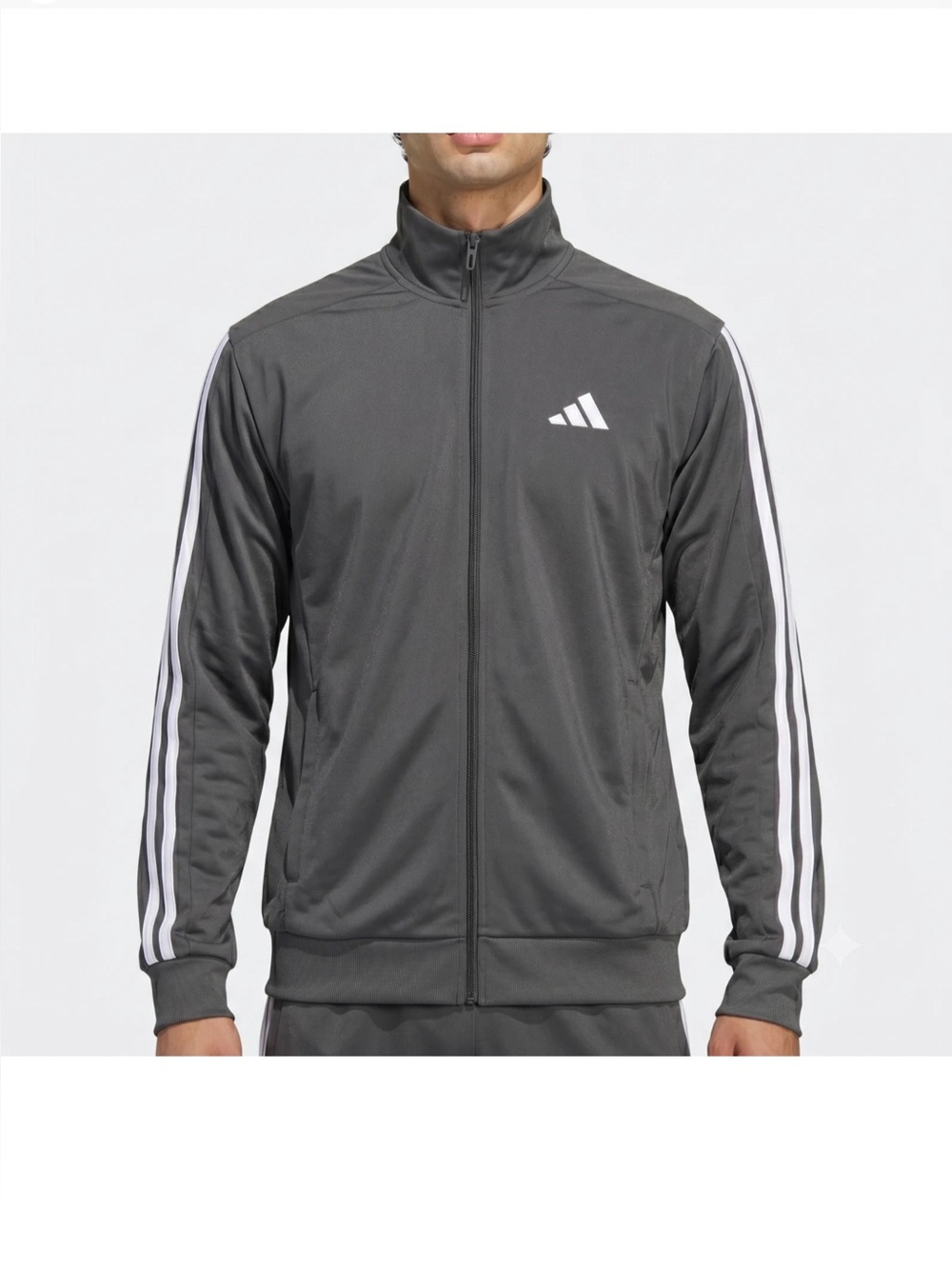 adidas Men's Tricot Track Jacket Gray Large
